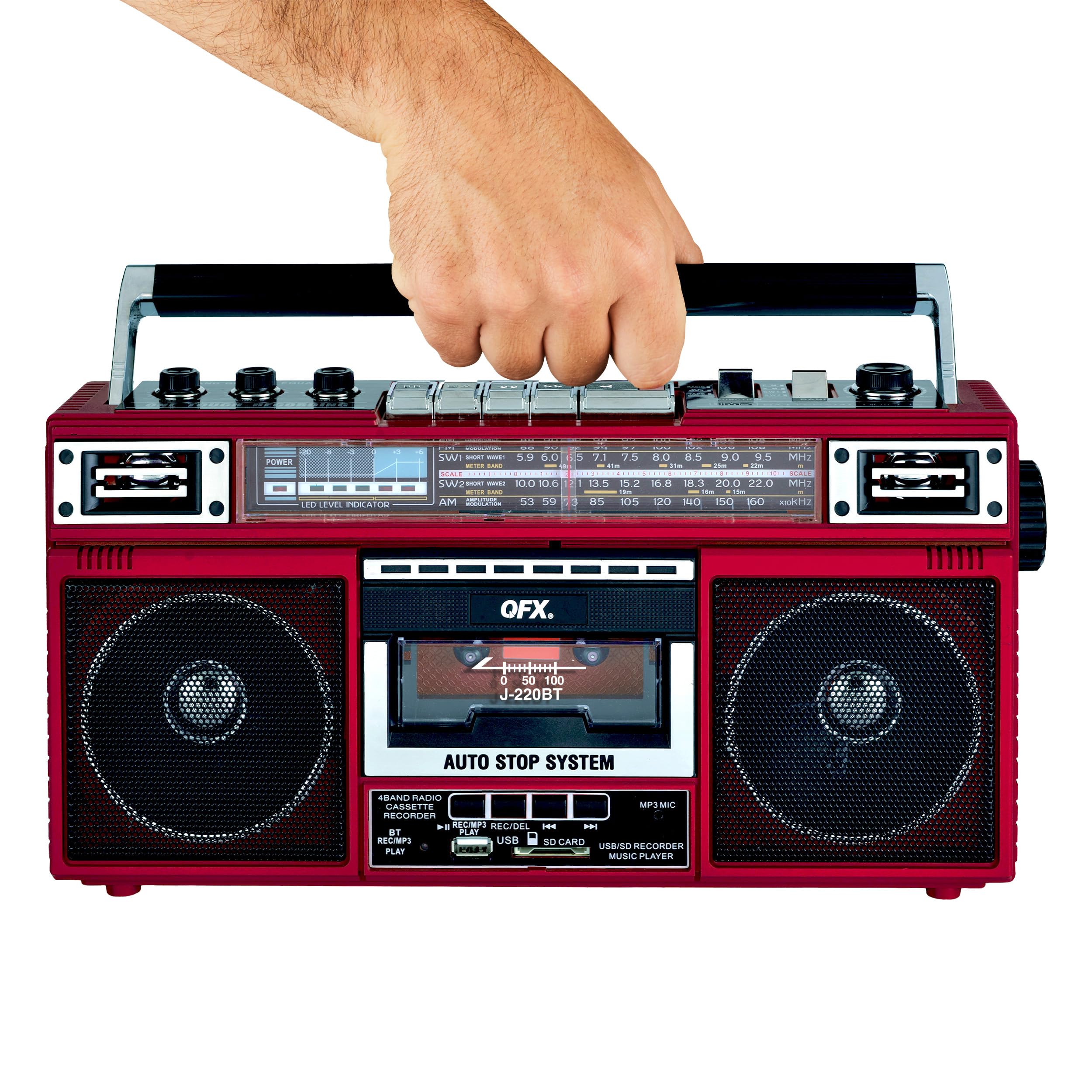 QFX J-220BT Red Boombox MP3 Conversion from Radio to Cassette with