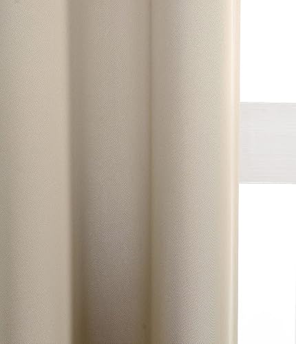Miniatura 4 de MYSKY HOME - Cortina opaca para dormitorio, con ojales, increíble tejido triple y aislamiento térmico, 1 panel de cortina de 132 x 160 cm, beige