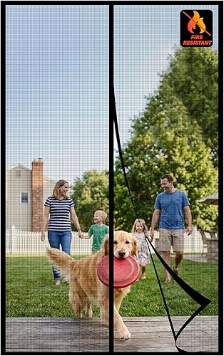 Miniatura 8 de Malla magnética para puerta de 36 x 84 pulgadas, se adapta a puertas de 34 x 82 pulgadas, funciona para patio, puerta corredera, mantiene fuera