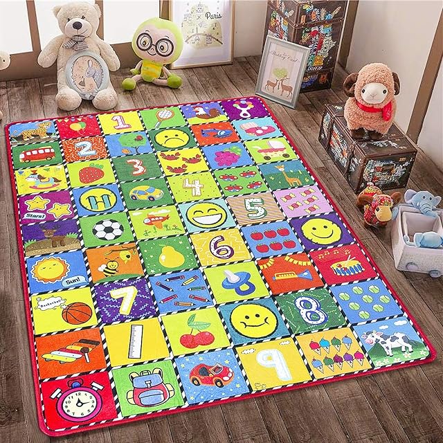 teytoy Baby Mats for Floor Alphabet Kids Rug Crawling Mat Play Rugs for Children Super Soft Non-Slip Colourful Foldable Playmats for Toddlers, 112 * 151cm Extra Thick (0.6cm)