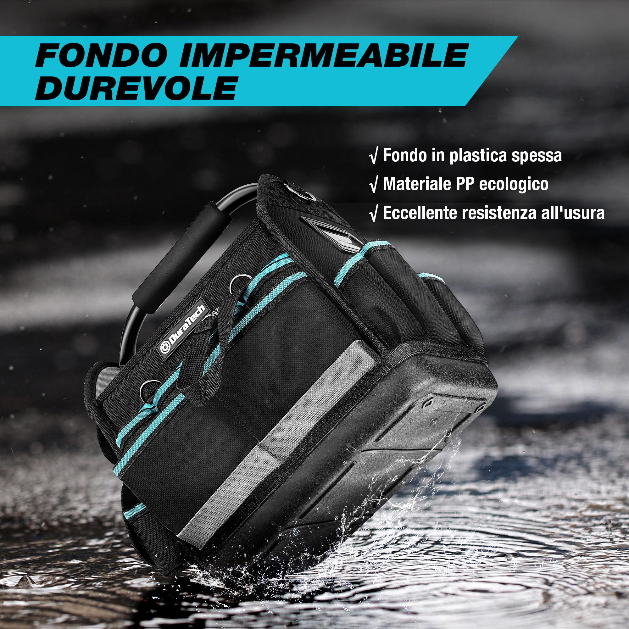 DURATECH Borsa Per Attrezzi Durevole da 30,5cm, Borsa Attrezzi con Base Impermeabile, Borsa Porta Attrezzi con Ampia Apertura, Poliestere 900d, Maniglia per il Trasporto, Tracolla Regolabile