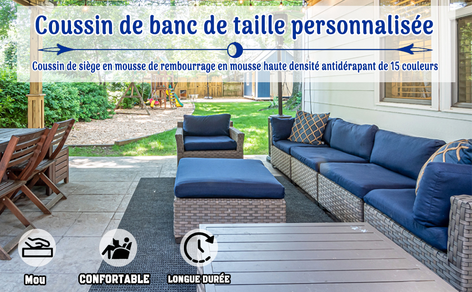 RCDPK Coussin Banc De Taille Personnalisée,sur Mesure Coussin Pour Banc