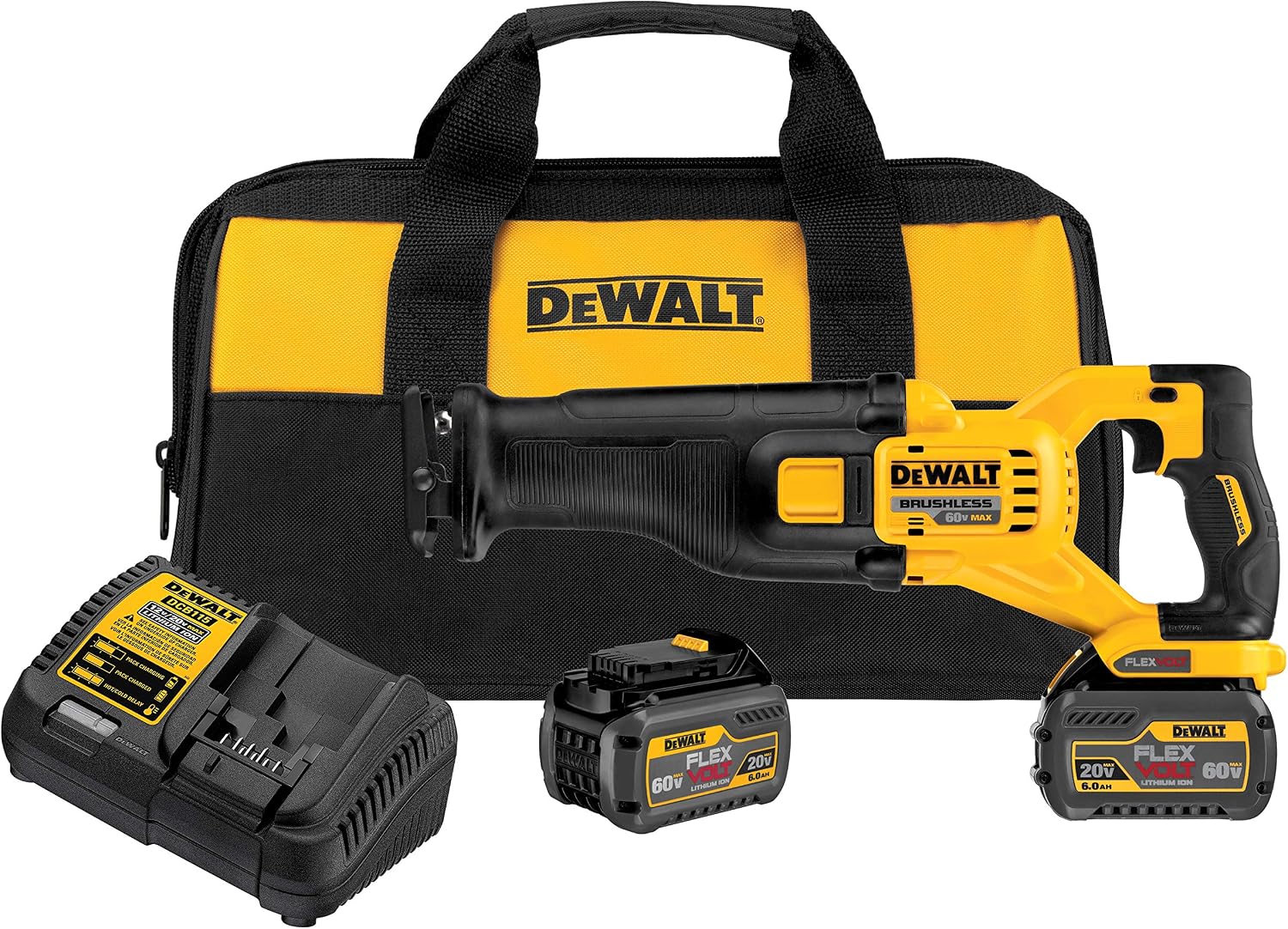 DEWALT FLEXVOLT 60V MAX* Cordless Reciprocating Saw Kit, 2 Batteries (DCS388T2)