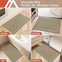 Vista 7 de COSY HOMEER Tapete de cocina antideslizantes, absorbentes para el piso, alfombra de cocina lavable, tapete de pie para fregadero, alfombra de Beige