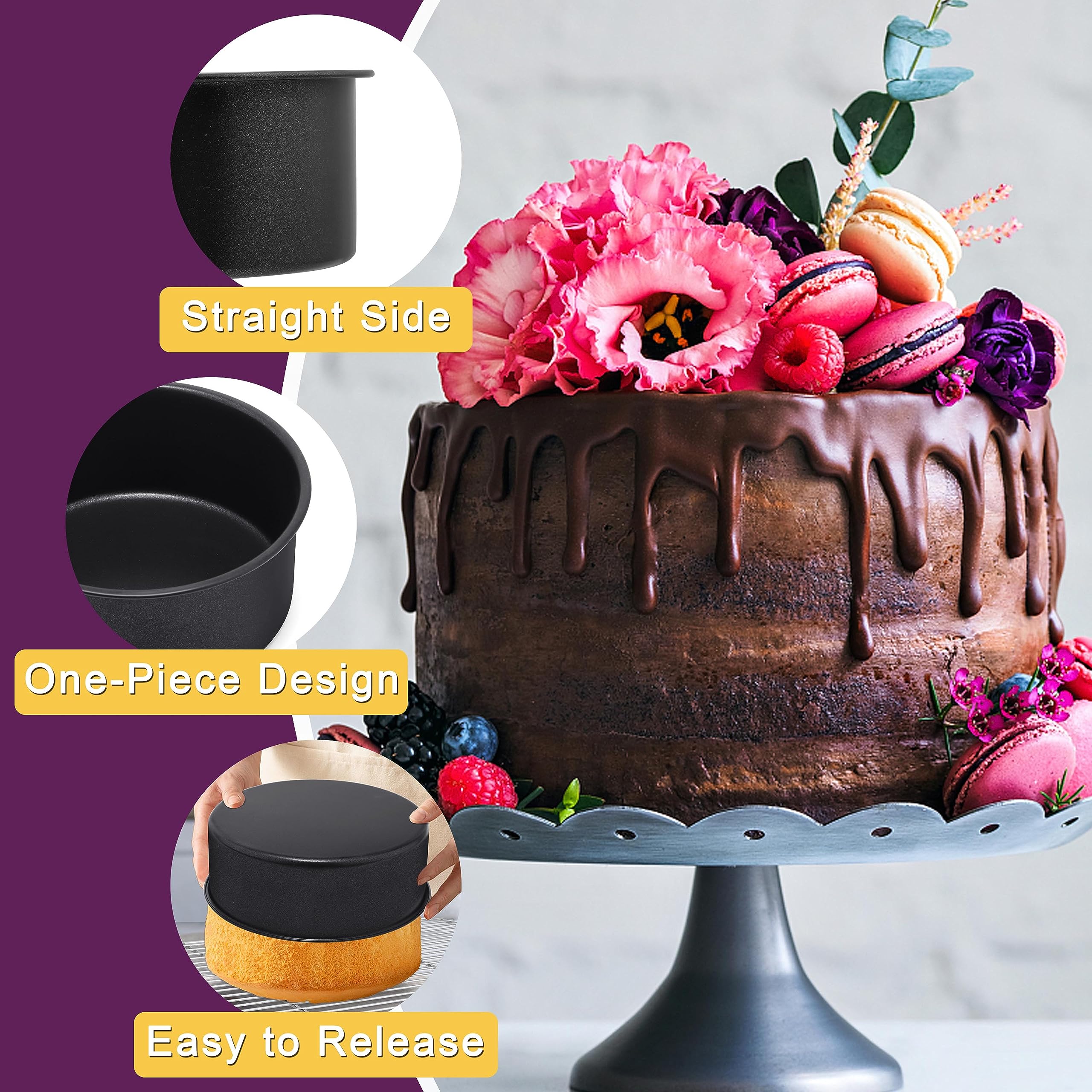 HaWare Lot De 2 Moules à Gâteau Ronds Anti-adhésifs En Acier