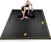 BesWin 8x4 ft Extra Thick Exercise Mat 6-8mm, Non-Slip Home Gym Flooring for Weights, Cardio, Jump Rope - Joint-Protecting Workout Mat