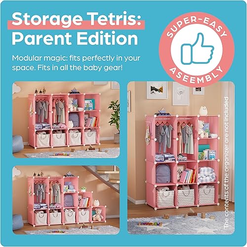 Miniatura 5 de Organizador de armario de bebé para guardería, armario duradero para bebé, estantes de aparador personalizables, organizador de ropa impermeable con