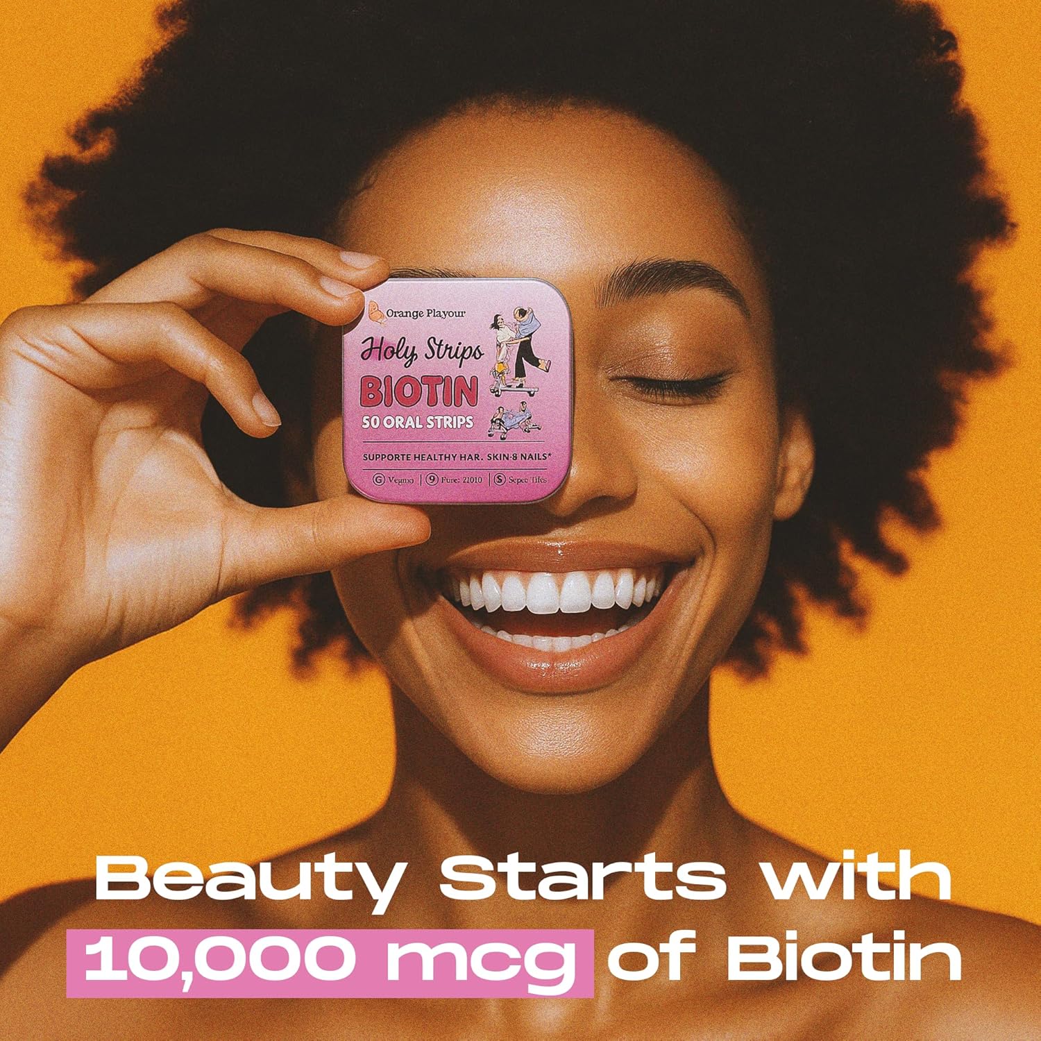 Biotin Oral Strips - Fast-Absorbing, Vegan, Non-GMO, Sugar-Free - Supports Healthy Hair, Skin, and Nails - Delicious Orange Flavor - 30 Count - Image 5