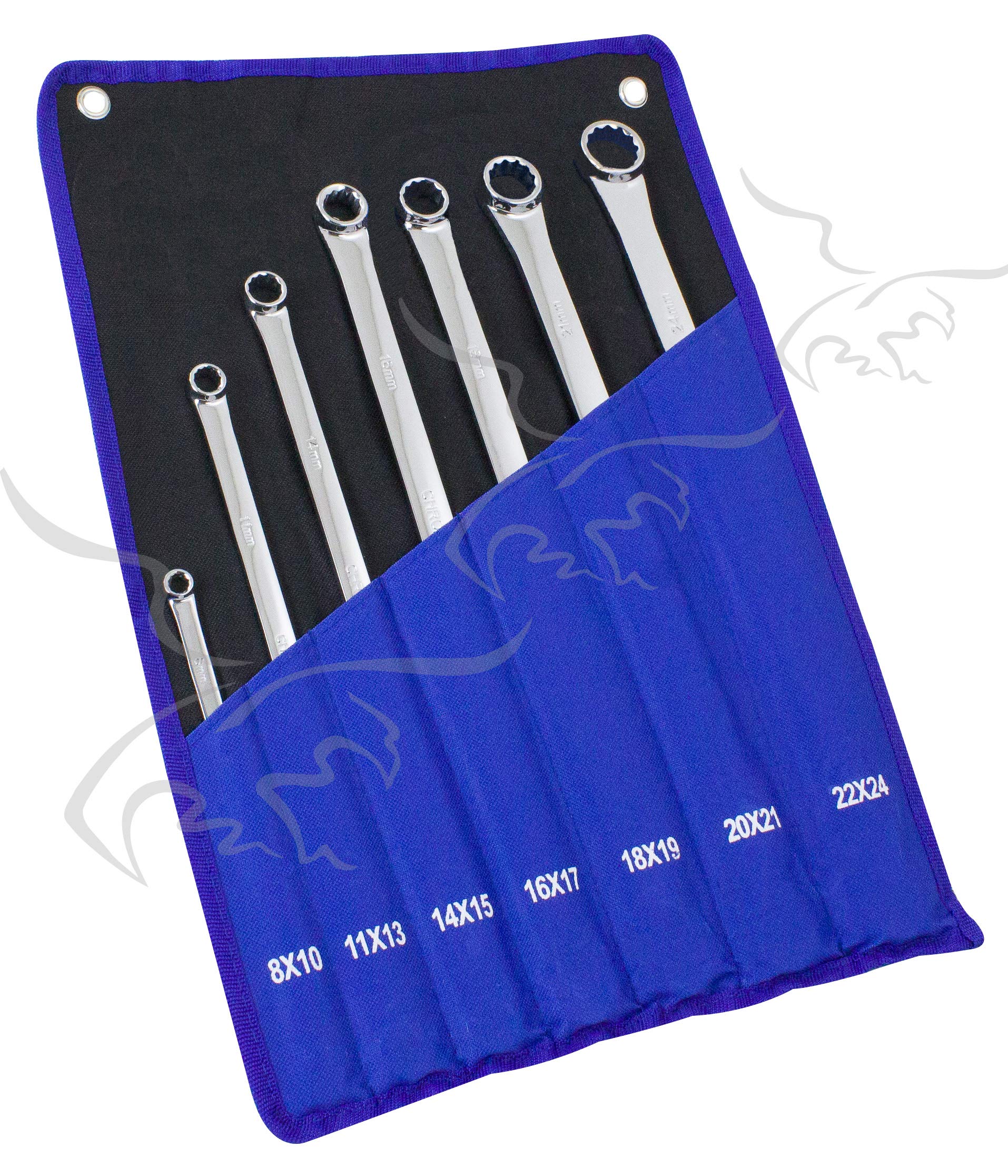 LLAVES PLANAS AVIACIÓN EXTRA LARGAS CON CABEZAL DE 12 CARAS - 8 A 24 mm. Longitud de 23 a 41 cm