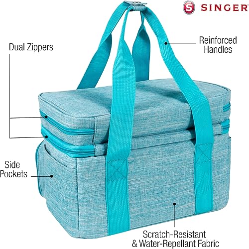 Miniatura 7 de SINGER Organizador de accesorios de costura (solo bolsa)  Bolsa de almacenamiento de costura portátil de doble capa  2 bolsas desmontables y 18