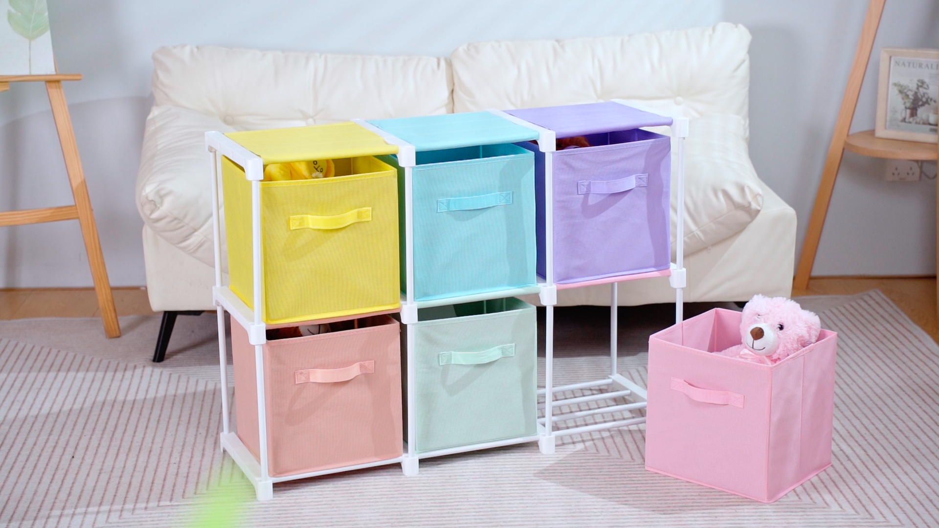 Amazon.com: Briwooody 6 Cube Storage Organizer Bins with Shelf