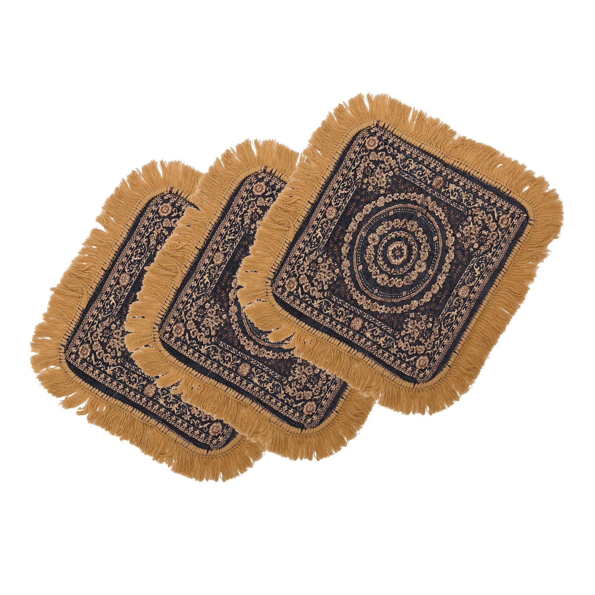 Kuber Industries Pack of 3 Velvet Finish pooja mat for sitting on floor | Traditional Rangoli Print Aasan Puja Cloth for Home Mandir | Suitable for Prayer & Meditation | Golden Grey (B0DGD3HMJZ) Amazon Price History, Amazon Price Tracker