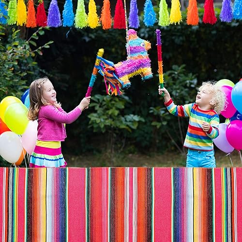 Miniatura 4 de 1 camino de mesa mexicano y 8 manteles individuales mexicanos de serape, tapete individual para el Cinco de Mayo, fiesta mexicana, decoración de