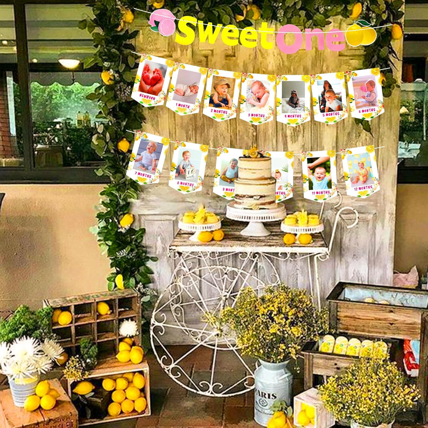 LaVenty Lemon Sweet One First Birthday Decoration Summer Fruit 1st Birthday Banner - Image 4