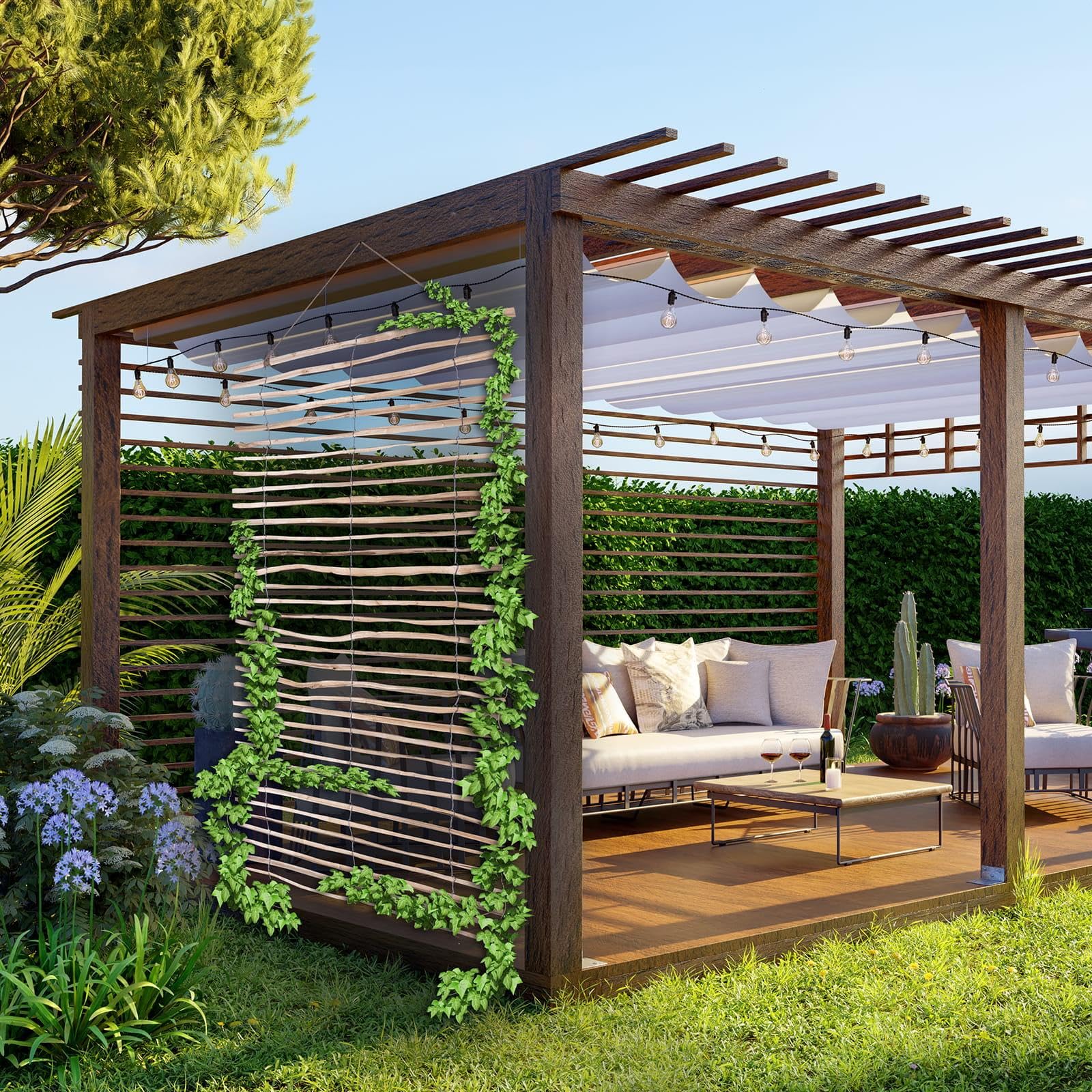 BooGardi Rankhilfe Haselnuss mit Draht · 2 Größen zur Wahl · 50x200 cm Abstand 3-5cm · Rankgitter Sichtschutz · Wandspalier ideal für Balkon, Garten und Terrasse · Kletterhilfe