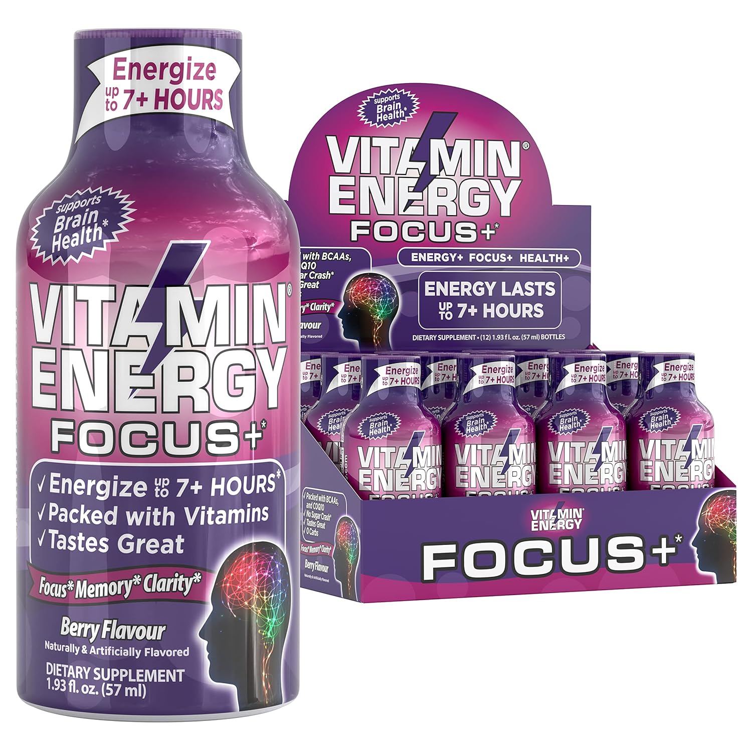 Vitamin Energy Focus+ Energy Drink Shot, Up to 7+ Hours of