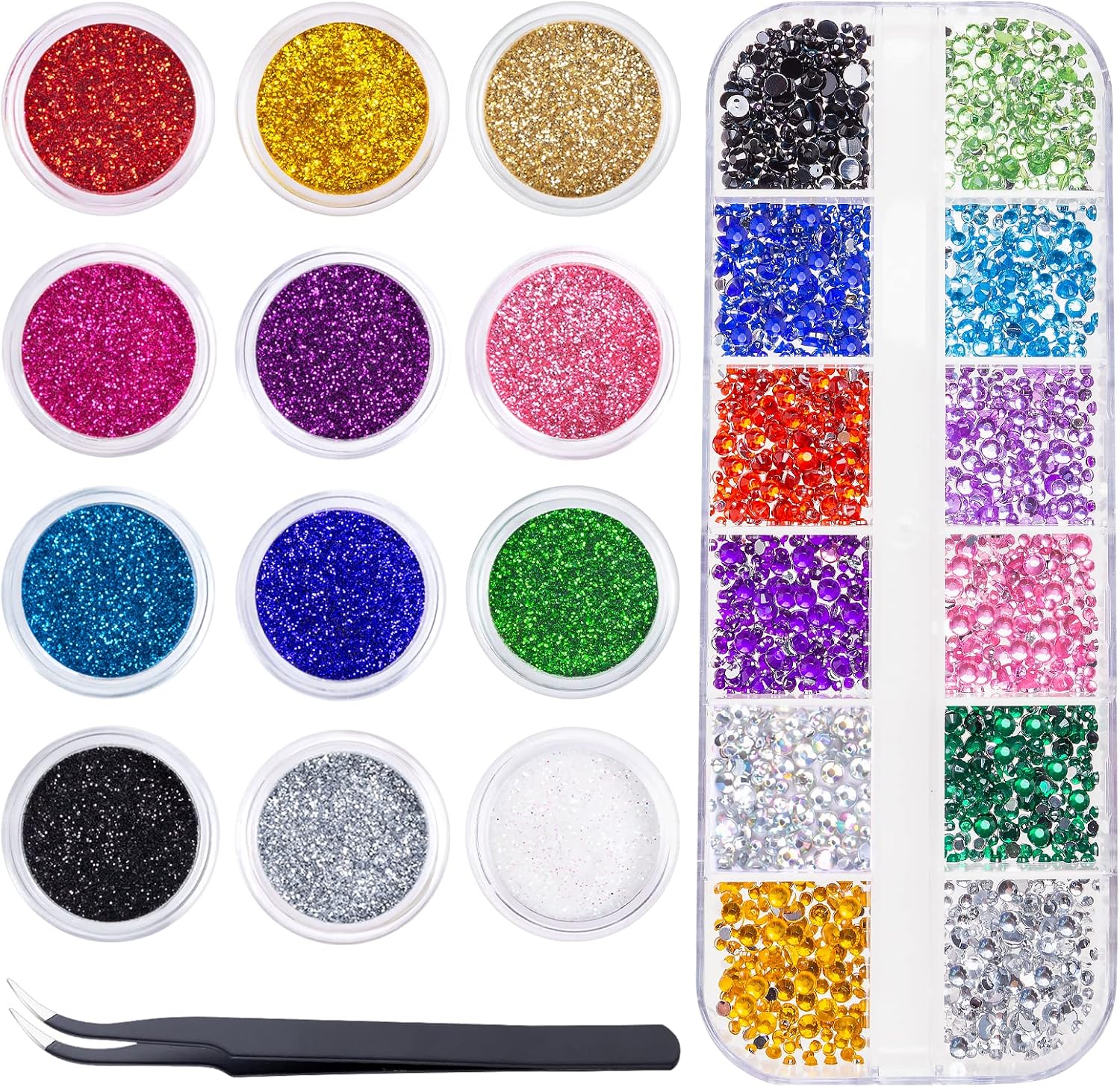 Perlin Craft Glitzer-Set Mit 12 Streudosen – 168g Bunter Glitzer Für Weihnachtsbasteln & Deko