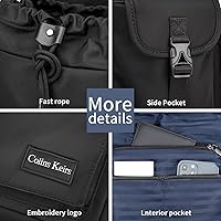 Vista 6 de Mochila negra para hombre, mochila para laptop de 16 pulgadas con compartimento para computadora, mochila delgada e impermeable con cordón