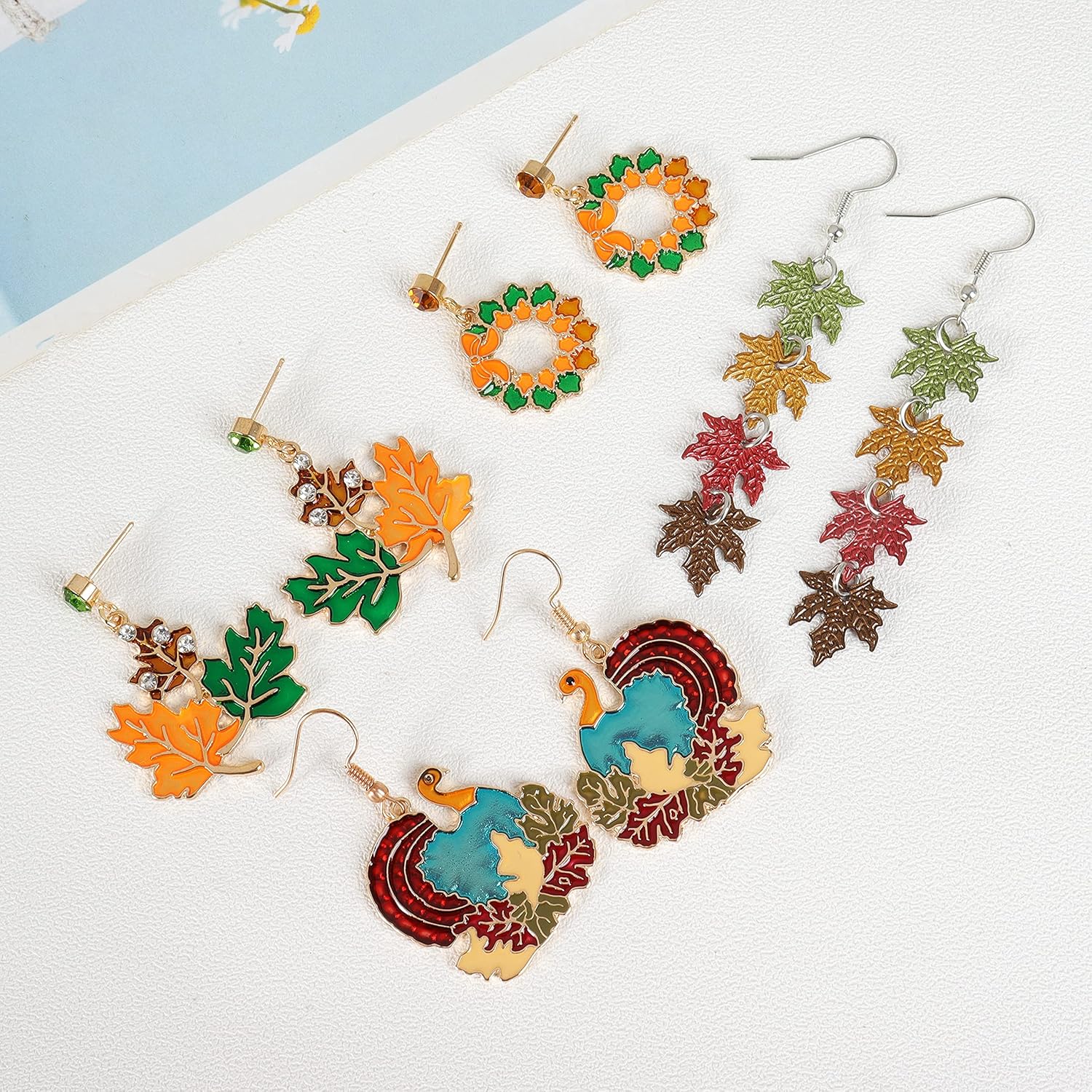 Fall Earrings Candy Corn Earrings Thanksgiving Earrings for Women Turkey Pumpkin Red Maple Leaf Earrings Thanksgiving Gifts - Image 5