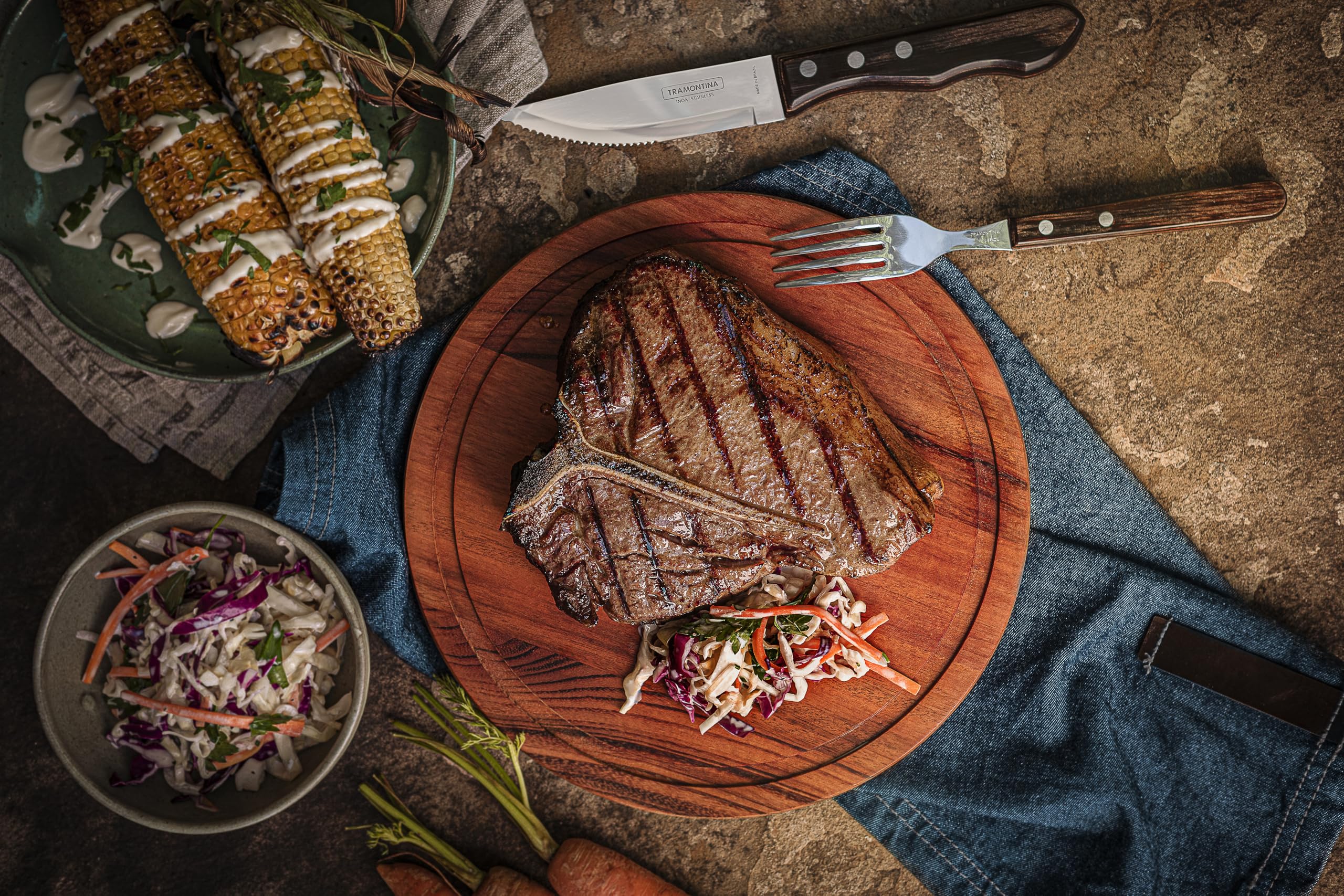 Tramontina Set di Coltelli Jumbo da Carne/BBQ Polywood 12 cm 4 pezzi