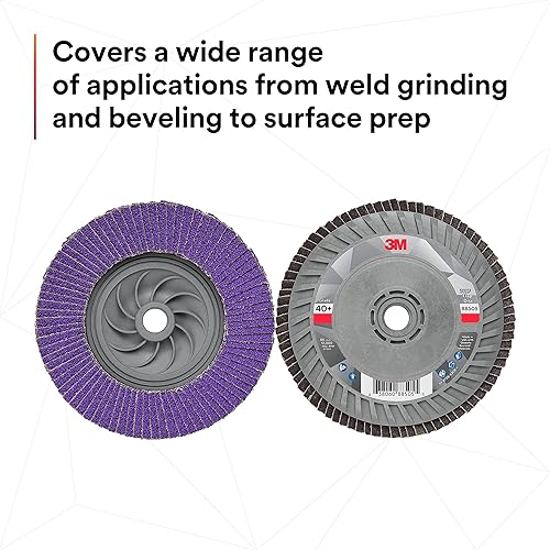 Miniatura 59 de 3M Disco de solapa 769F, tipo 27, 80+, 4-1/2 in x 7/8 in, abrasivo de alto rendimiento, disco de pulido y acabado de grano de precisión de cerámica