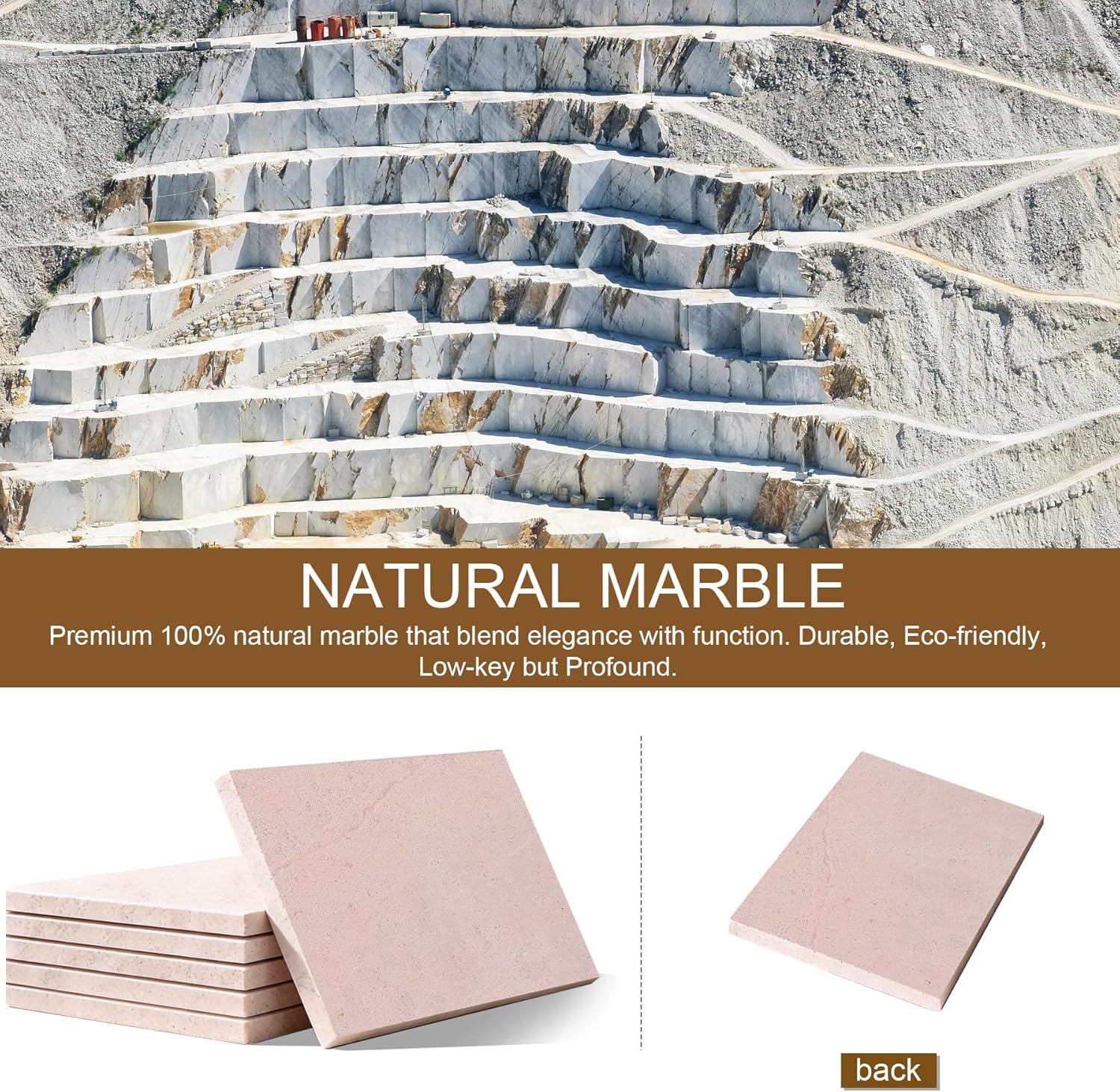 Natural Marble Tray, Jewelry Board Display Holder for Rings Earrings Necklace Bracelet Watch, Stone Tray for Bathroom Kitchen Dresser Countertop, Room Decor Aesthetic