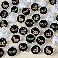 Vista 6 de Big Dot of Happiness Mardi Gras - Calcomanías redondas para fiesta de máscaras, etiquetas para dulces de chocolate (1 hoja de 108)