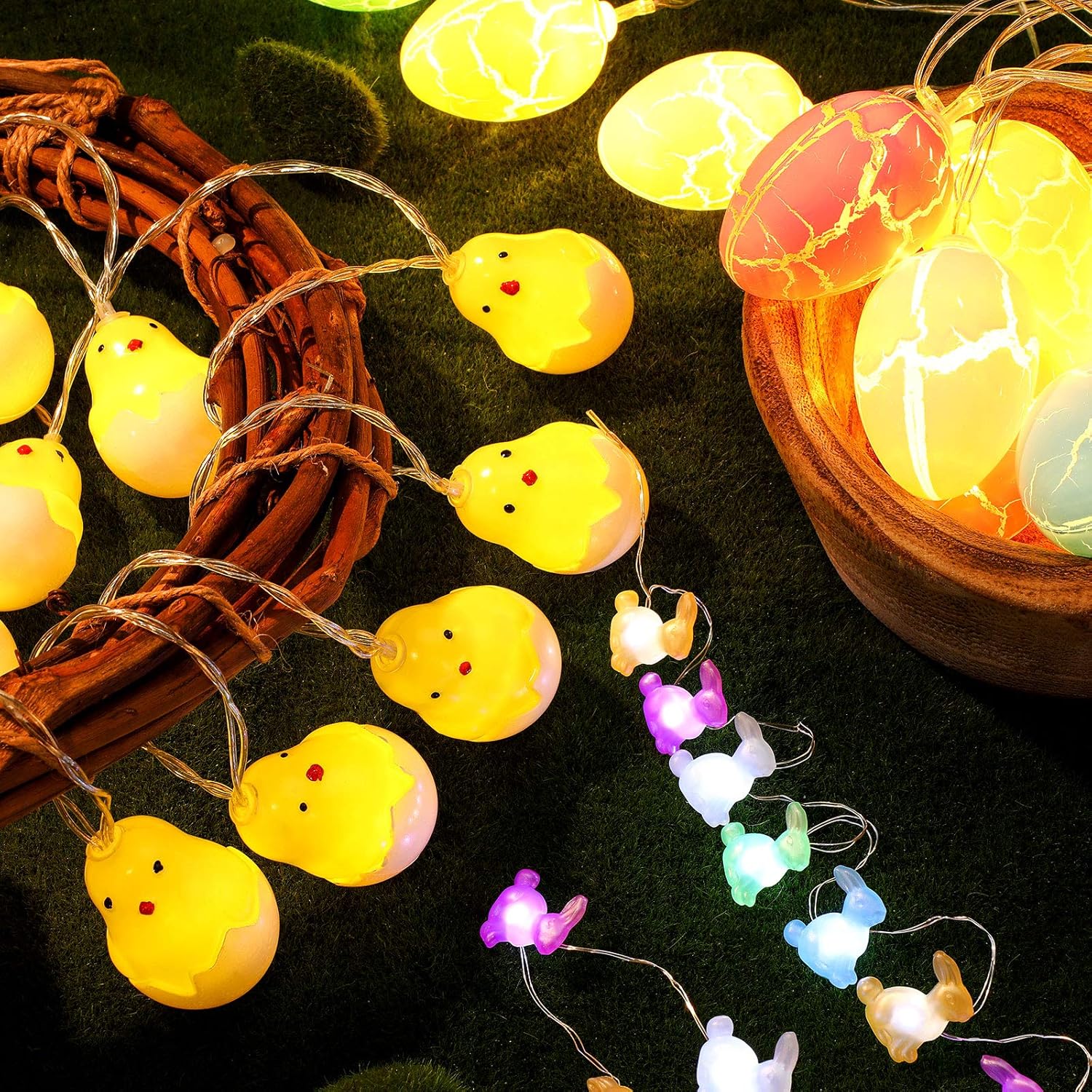 3 Pack LED Easter String Lights 10 ft 30 LED Easter Rabbit