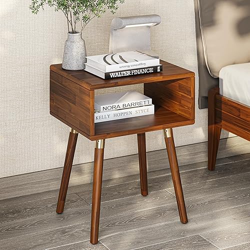 Miniatura 204 de Bme Dinkee - Base de cama de tamaño matrimonial sin cabecera, 15 pulgadas, minimalista y moderna, madera de acacia, 12 listones de madera para