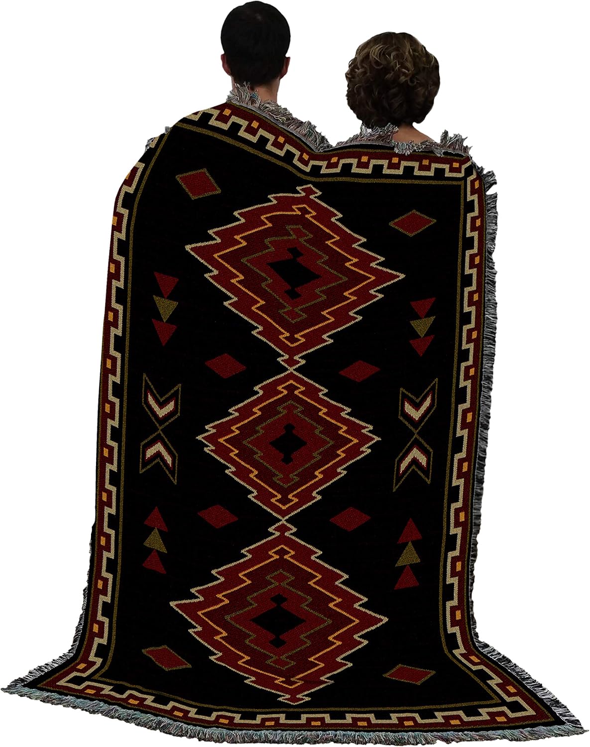 Bеѕt Dеаl Taos - Southwest Native American Inspired Tribal Camp - Cotton Woven Blanket Throw - Made in The USA (72x54)