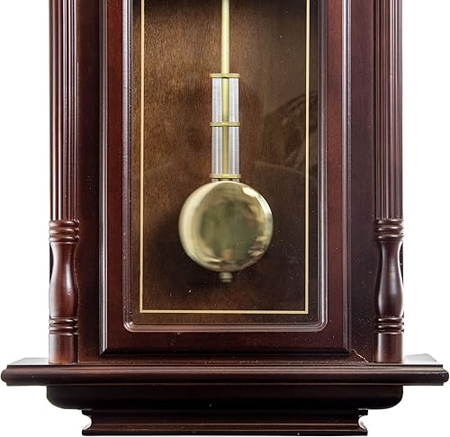 Miniatura 3 de Bedford Clock Collection Grand Antique - Reloj de pared colonial con números romanos en un acabado de roble cerezo, 38 pulgadas de largo