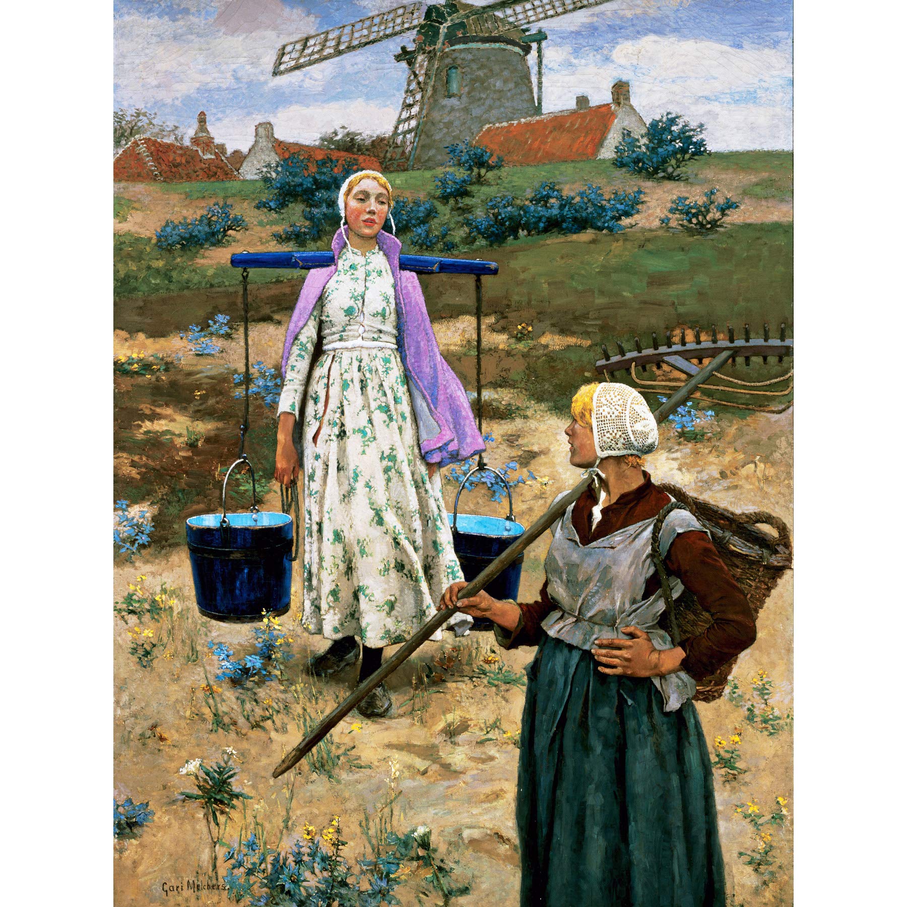 Melchers In Holland Windmill Dutch Women Painting Large Print Poster Wall Art Decor Picture