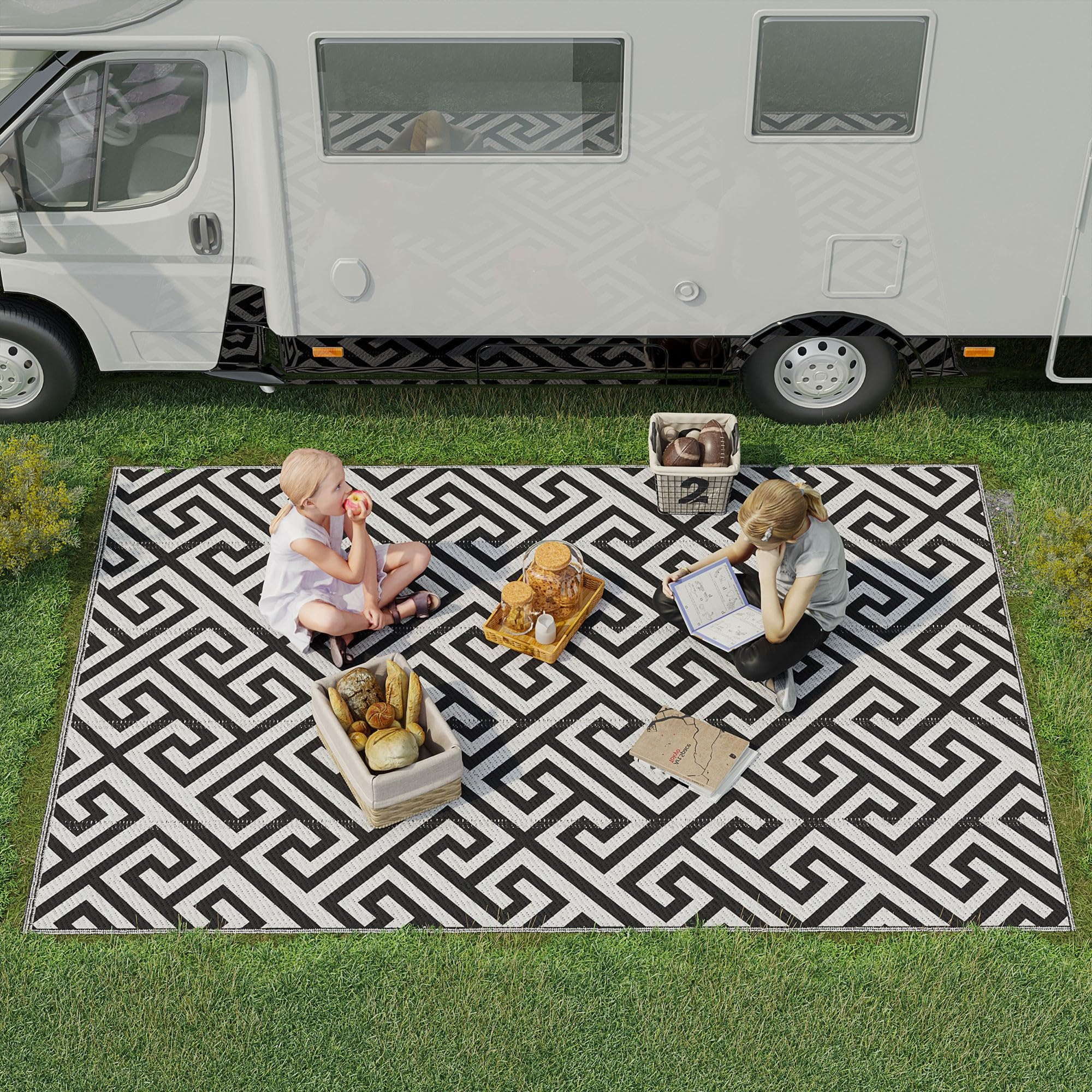 Outsunny 182X274Cm Reversible Outdoor Rug Portable Plastic Straw Rv Camping Mat from B&Q