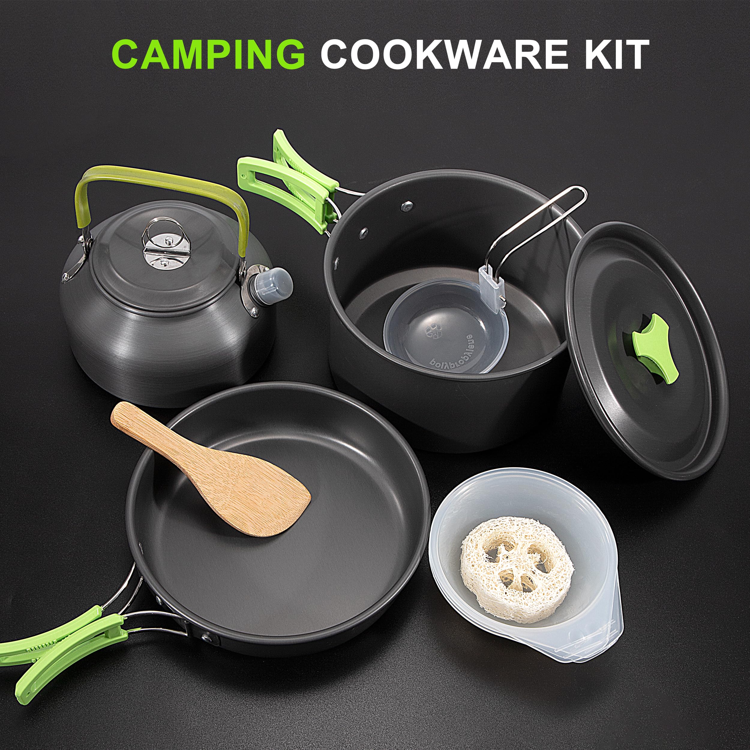 Set Pentole da Campeggio Alluminio Padella da Campeggio Portatile Padella e Ciotola per Campeggio per Picnic Escursioni