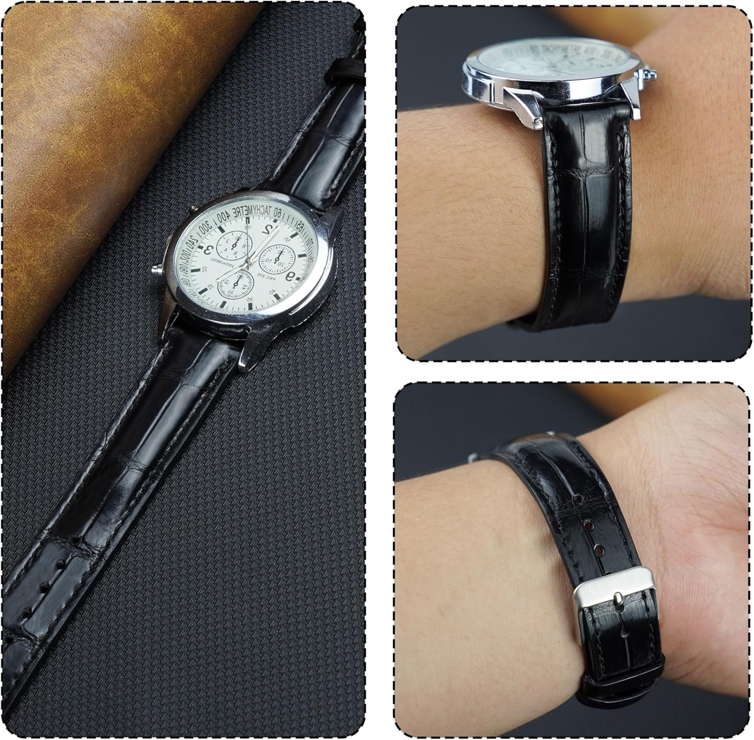 vinacreations Handmade AIIi-gator Watch Band Men Quick Release Croc Premium Leather Watch Strap Replacement Silver Buckles Bespoke 18mm 19mm 20mm 21mm 22mm 24mm