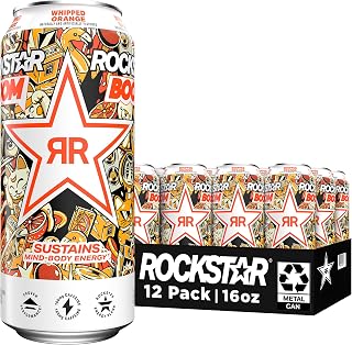 Rockstar Energy Drink Boom Whipped Orange, 16 Fl Oz (Pack of 12)