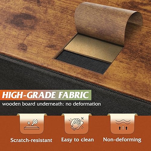 Miniatura 6 de WLIVE Mesita de noche, cómoda pequeña con 2 cajones y parte superior de madera, mesita de noche con contenedores de tela, mesa de cabecera mesa