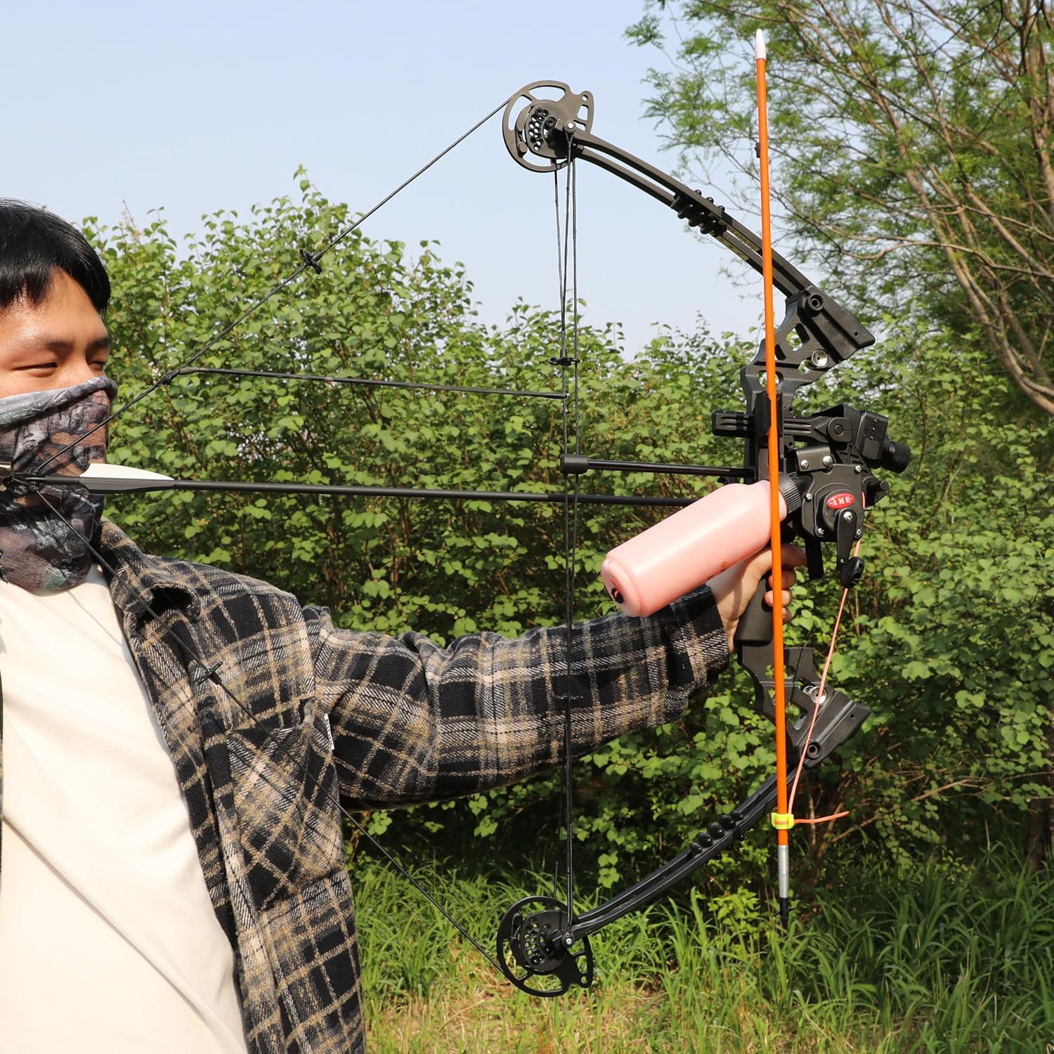 Bowfishing Compound Bow Kit,with Metals Reel or Bottle Reel,Bow Fishing Arrows,20-70Lbs,Left/Right Hand Bow for Adult/Youth Fishing Hunting