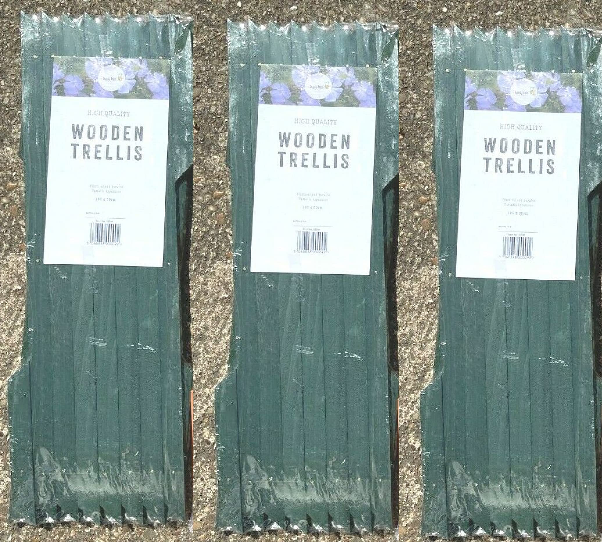 MD MUZ 3 X Garden Gardeners 6 X1FT Dark GREEN Coloured Wooden Expanding Expandable Wooden Garden Trellis Each Piece Expands to 180 x 30 cm New