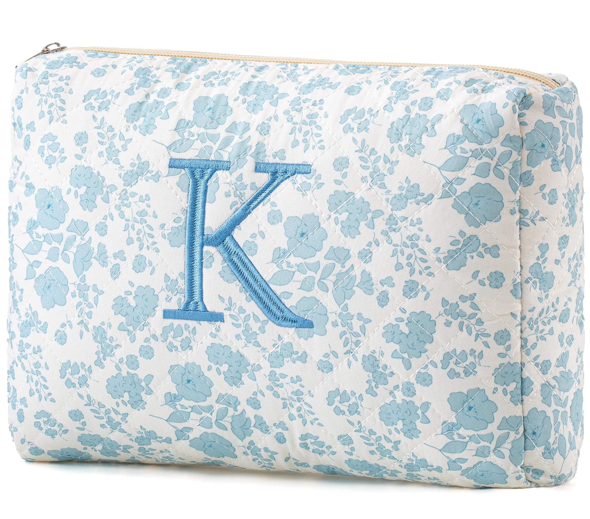 Quilted Cotton Floral Makeup Bag - 2Pcs Set