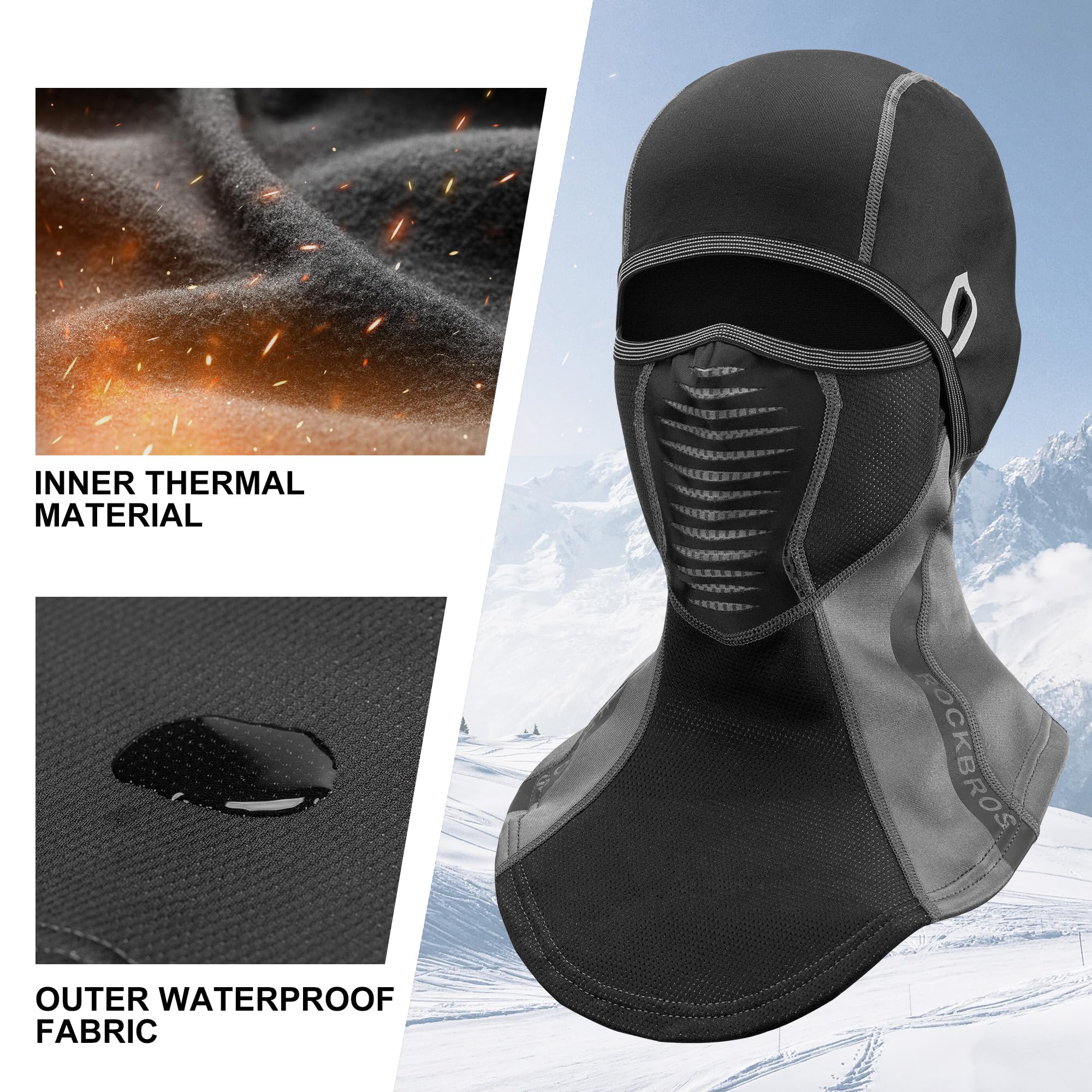 ROCKBROS Sturmhaube Winter Sturmmaske Fahrrad Balaclava Thermal für Radsport, Motorrad, Laufen Damen Herren