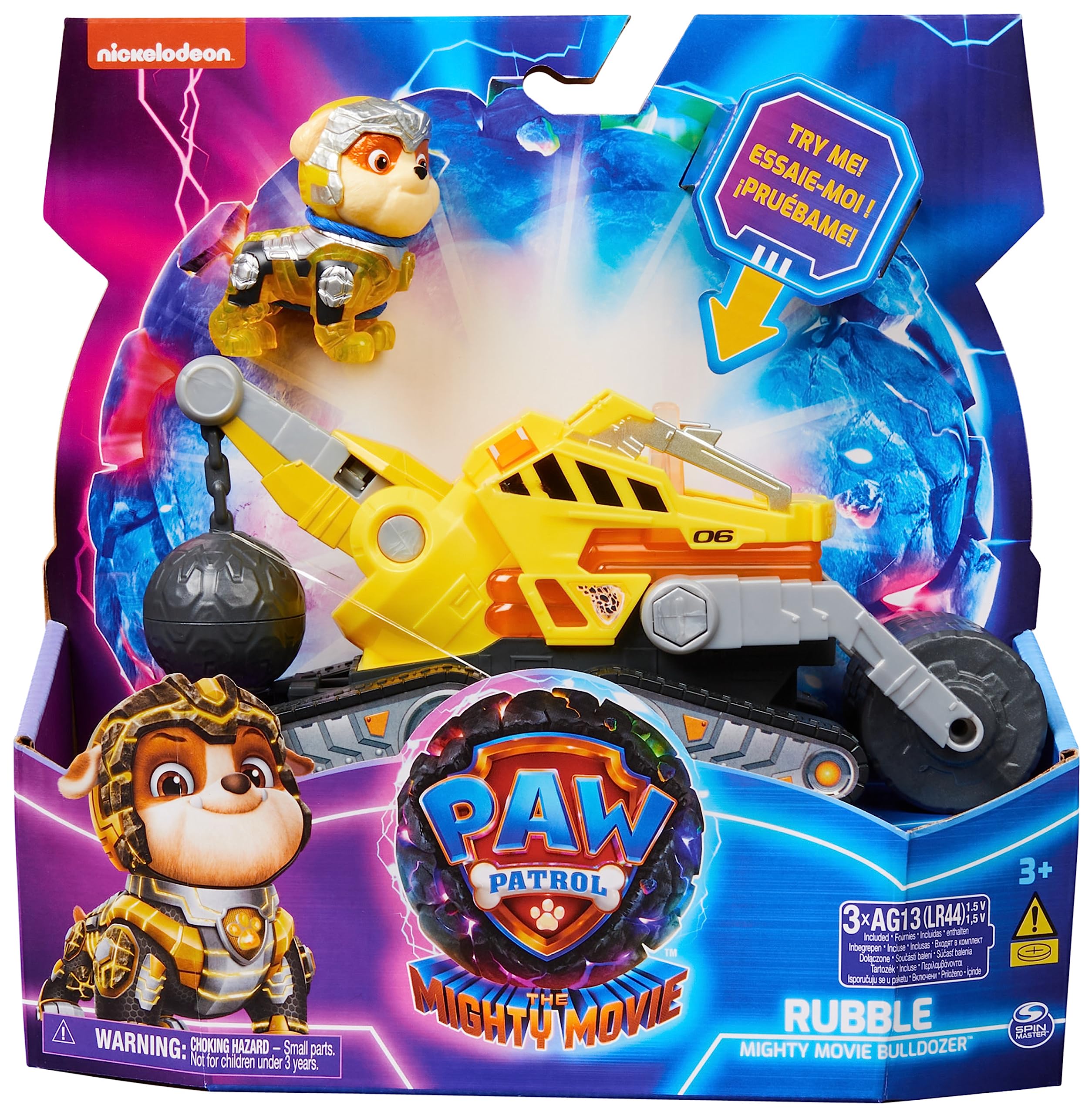 Paw Patrol - Pat Patrouille - Véhicule + Figurine Ruben du Film - Voiture Figurine À Collectionner - Sons Lumières - Pat Patrouille Jouet - Voiture pour Enfant 3 Ans et +
