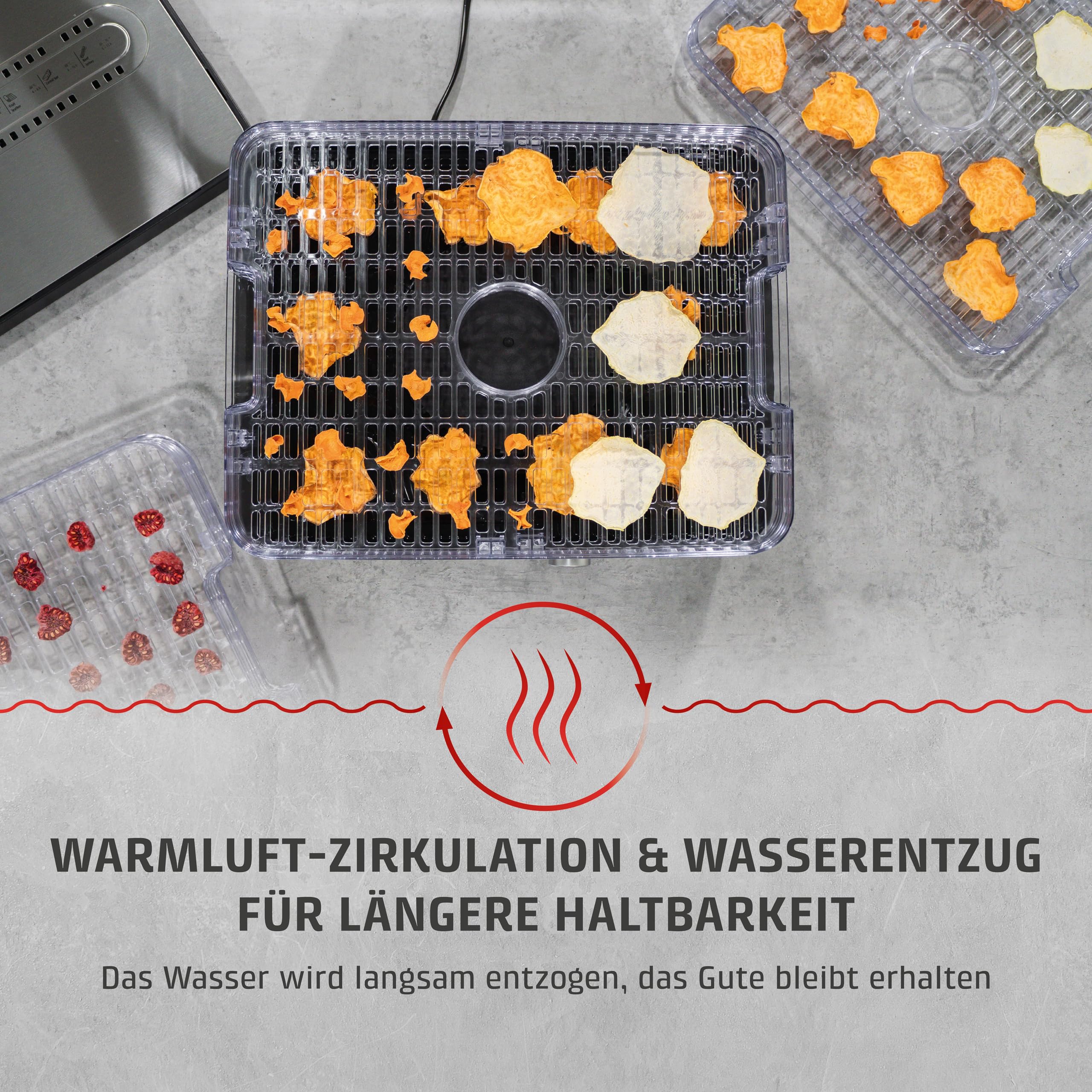 Caso DH 450 Dörrautomat, Testsieger Haus & Garten Test, für z.B. Obst, Gemüse, Kräutern etc., Temperatur individuell einstellbar von 30 ‐ 70 °C, Timer einstellbar von 0,5 ‐ 48 h