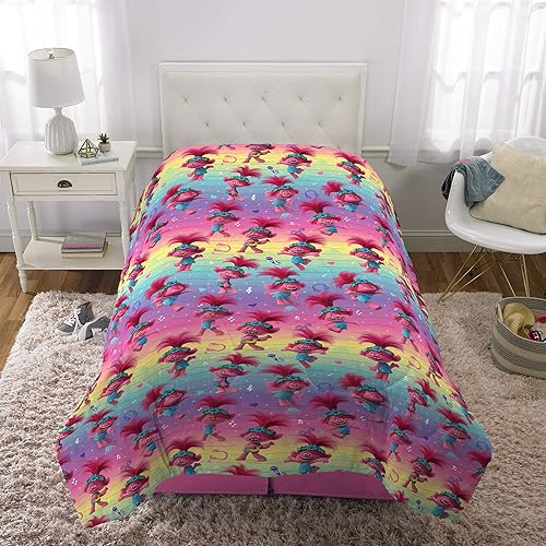 Miniatura 4 de Franco Ropa de cama para niños, edredón de microfibra suave, individual, Trolls World Tour