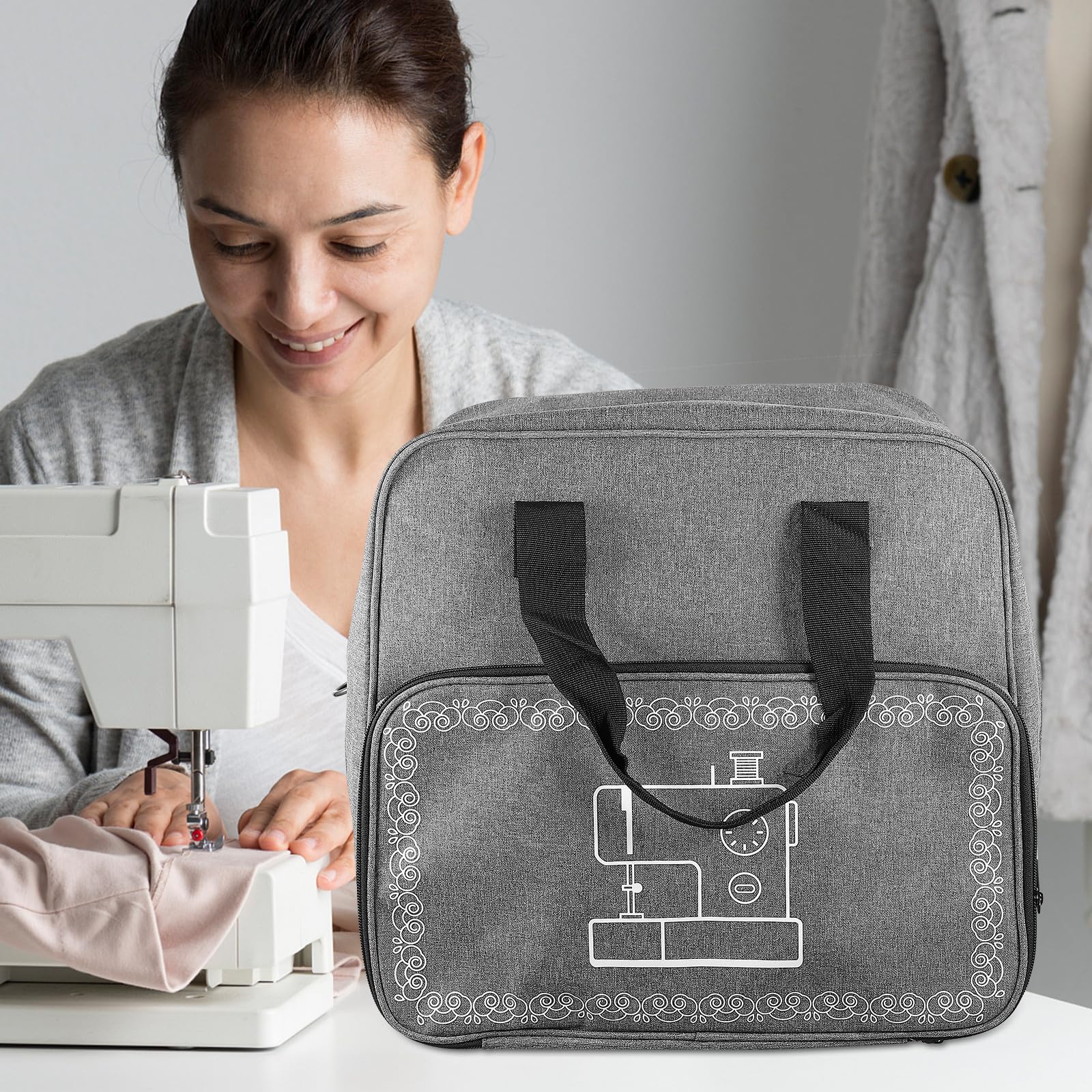 Borsa Porta Macchina da Cucire Oxford 600d Ampio Apertura e Grande Capacità per Proteggere la Macchina da Cucire Durante Viaggi All'aperto