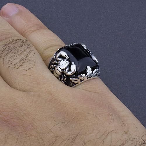 Miniatura 6 de Anillo elegante de ónix de plata de ley 925 con diseño de escorpión para hombre