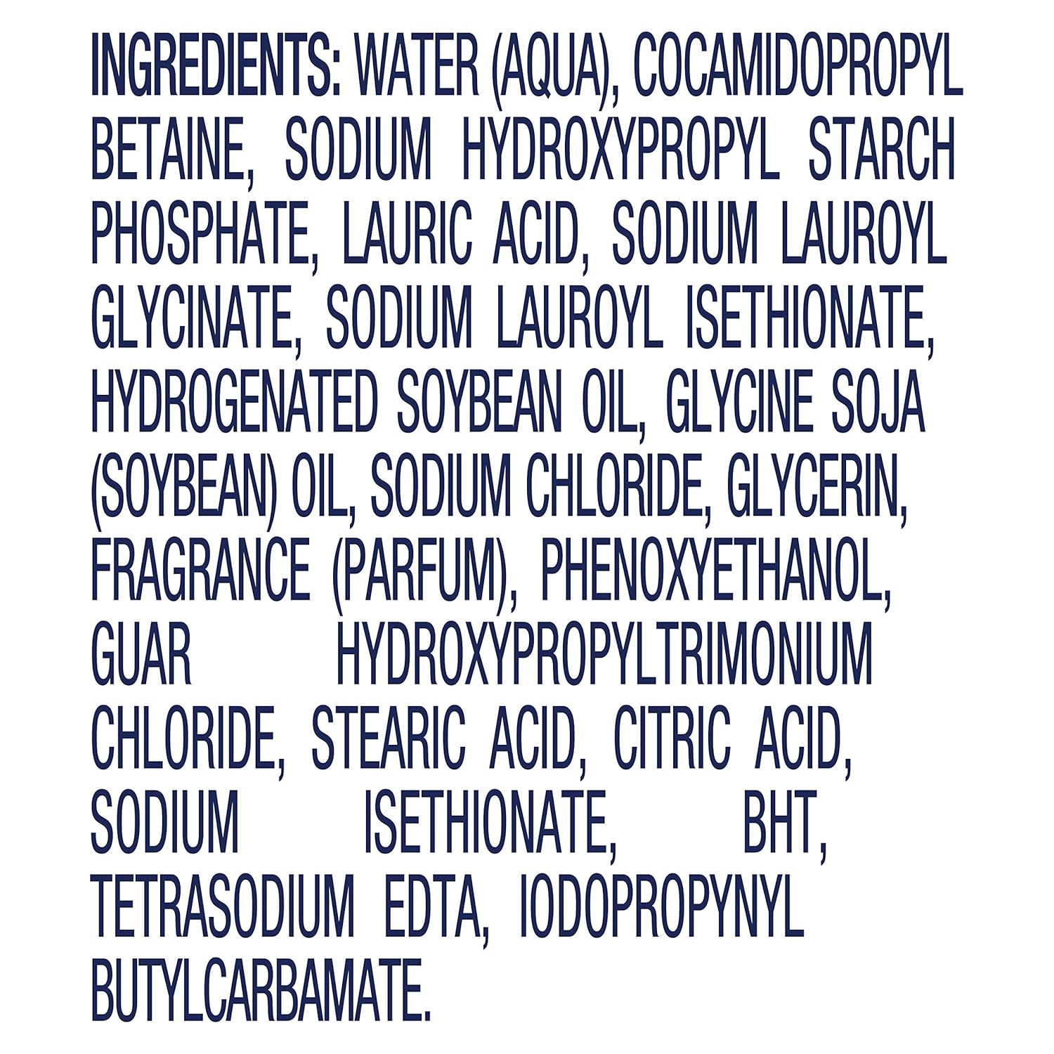Detailed list of ingredients for Dove Deep Moisture Body Wash