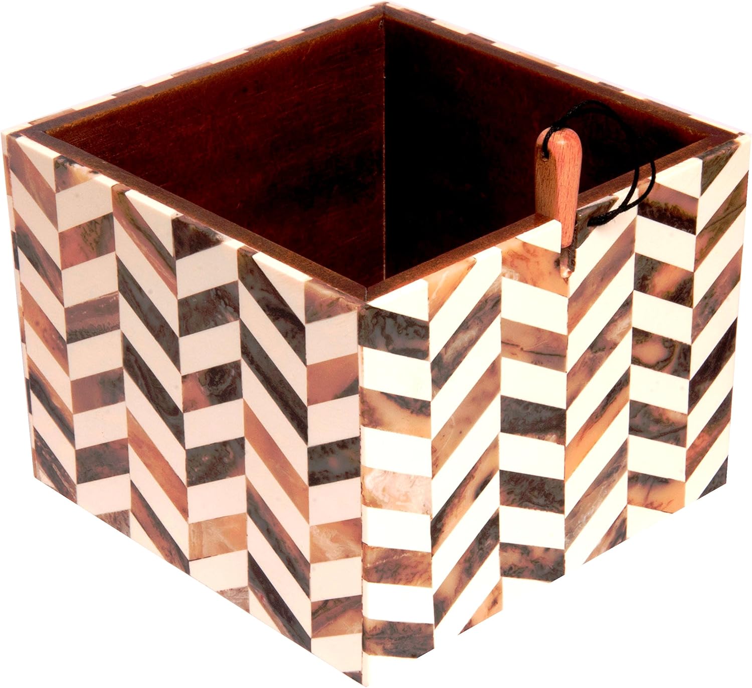 KnitPro Bowls & Boxes Yarn Box-Pearly, Wood, Multi-Colour, 12 x 12 x 10 cm