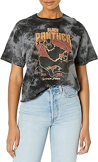 Marvel Universe Lighting Panther Women's Fast Fashion Short Sleeve Tee Shirt, Black/Charcoal