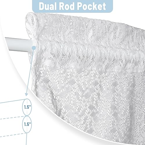 Miniatura 3 de Moslovstar Juego de 2 cortinas traslúcidas blancas para puerta francesa, 25 x 72 pulgadas, cortinas de gasa de encaje con ramas y hojas botánicas